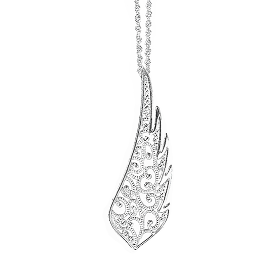 Nice pendant, Feather, White, Rose gold-tone plated | Swarovski